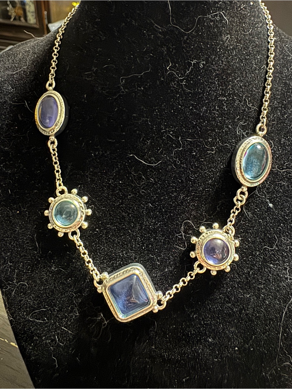 Brighton silver necklace with Blue and Teal Gemstones